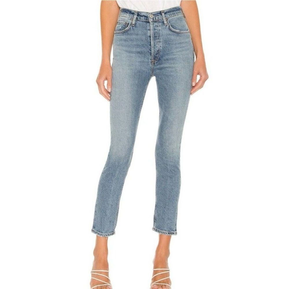AGOLDE Nico High Rise Button Fly Slim Fit Denim Jeans Womenโs Size XS 24